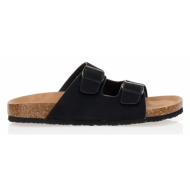  παντόφλες tsoukalas μαύρες με διπλή ρυθμιζόμενη φάσα μαυρο