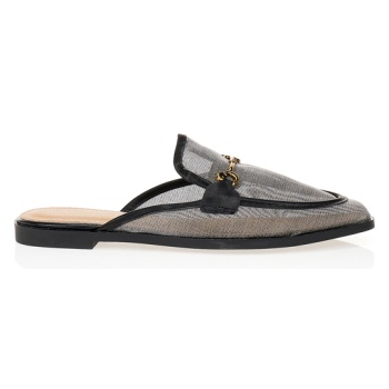 mules μοκασίνια μαύρα με χρυσή αγκράφα σε προσφορά