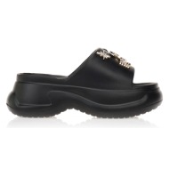  παντόφλες σαμπό μαύρες λάστιχο με ιδιαίτερα διακοσμητικά μαυρο