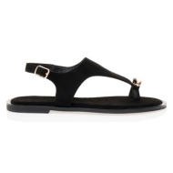  σανδάλια μαύρα με σουέτ φάσα και σχέδιο δαχτυλίδι μαυρο