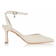  γόβες tsoukalas λευκές με ιδιαίτερο τακούνι λευκο