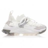 sneakers  λευκά υφασμάτινα με γκρι λεπτομέρειες λευκο