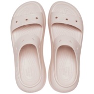  crocs unisex σαγιονάρες με χοντρή σόλα `crush sandal` - e61065 ροζ