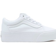  vans unisex sneakers μονόχρωμα με logo patch `old skool stackform` - vn0a7q5mw001 λευκό