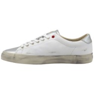 sneakers polo ralph lauren ανδρικά δερμάτινα  με φθαρμένη όψη - 816931904001 λευκό