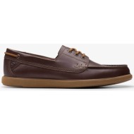  clarks ανδρικά δερμάτινα boat shoes `bratton` - 26176095 καφέ