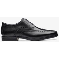  clarks ανδρικά δερμάτινα παπούτσια oxford `howard wing` - 26161253 μαύρο