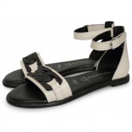  tamaris sandal flat λευκό / μαύρο