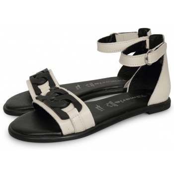 tamaris sandal flat λευκό / μαύρο σε προσφορά