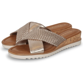 tamaris wedge braid mules χρυσό μεταλιζέ σε προσφορά