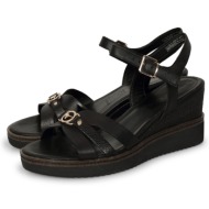  tamaris badge logo wedge sandals μαύρο