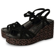  tamaris wedge pattern sandals μαύρο