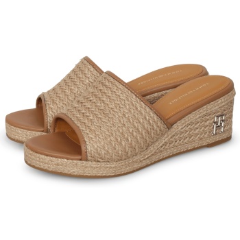 tommy hilfiger rope wedge sandal kαφέ