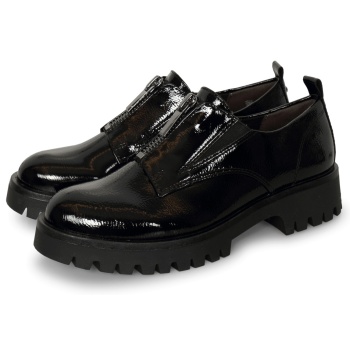 tamaris patent zip loafer μαύρο