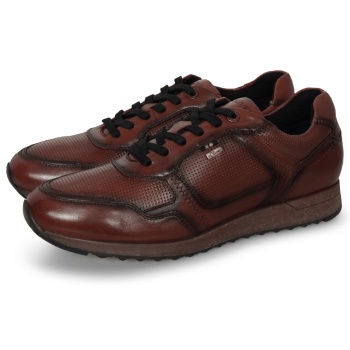 s.oliver lace up leather sneaker καφέ