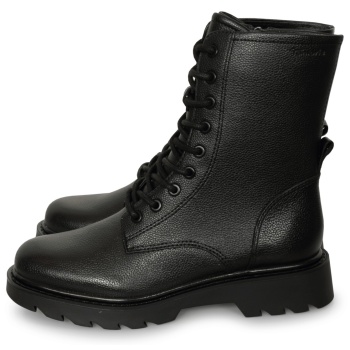 tamaris laced soldier boots μαύρο