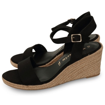 tamaris comb classic wedge sandal μαύρο