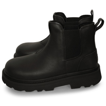 ugg chelsea lug leather μαύρο