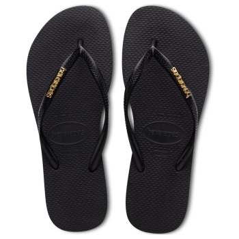 havaianas slim logo metallic μαύρο