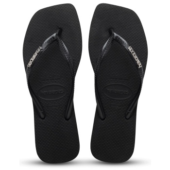 havaianas square logo metallic μαύρο