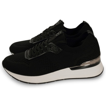 tamaris woven lace-up μαύρο