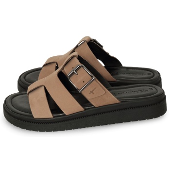 tamaris leather mules μπεζ
