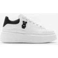  δίσολα sneakers με διακοσμητικό αρκουδάκι 021771 λευκο/μαυρο
