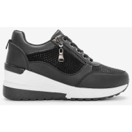  sneakers με πλατφόρμα & στρας 022379 μαυρο/λευκο