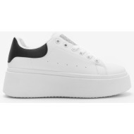  sneakers δίπατα με στρας 022566 λευκο/μαυρο