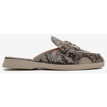 mules flat κλειστά με print 023656 καφε σε προσφορά