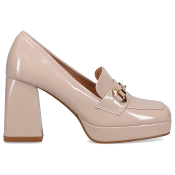 μπεζ ψηλοτάκουνο loafer