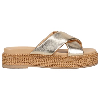 χρυσό δερμάτινο footbed σανδάλι σε προσφορά