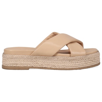 μπεζ δερμάτινο footbed σανδάλι σε προσφορά