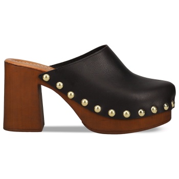 μαύρο δερμάτινο mule τσόκαρο