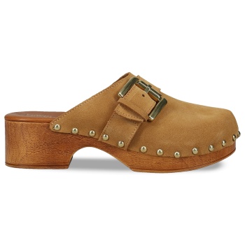 καμηλό δερμάτινο mule τσόκαρο