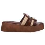  καφέ δερμάτινη πλατφόρμα