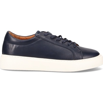 μπλε δερμάτινο ανδρικό sneaker