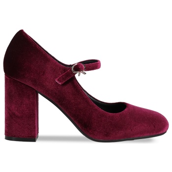 μαύρη γόβα με μπαρέτα βελούδινη