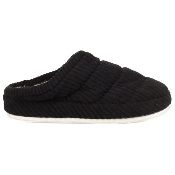 μαύρη κοτλέ παντόφλα