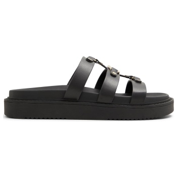 μαύρο δερμάτινο footbed σανδάλι