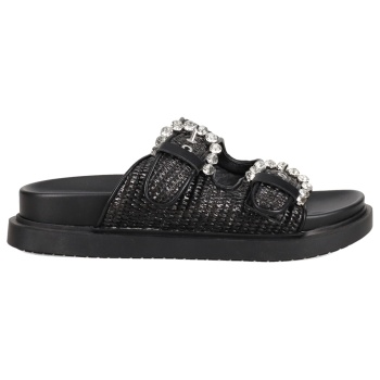 μαύρο footbed σανδάλι
