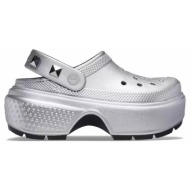  crocs stomp metallic clog 210362-040 λευκό