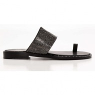  luigi design - flat σανδάλια με τρουκς & strass - μαύρο