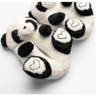  παντόφλες γούνινες με σχέδιο panda - άσπρο+μαύρο