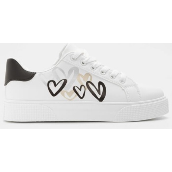sneakers με σχέδιο καρδιές - άσπρο+μαύρο σε προσφορά