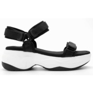  sneakers sandals με λουράκια & scratch - μαύρο