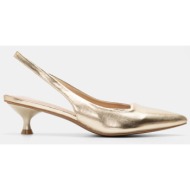  γόβες μυτερές open heel με ιδιαίτερο τακούνι - χρυσό