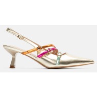  γόβες λουστρίνι open heel με πολλαπλά λουράκια - πολύχρωμο