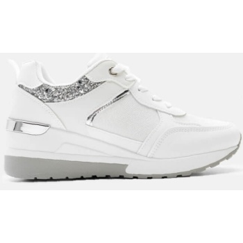 sneakers με πλατφόρμα & glitter - λευκό σε προσφορά