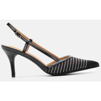 γόβες σατέν open heel με strass - μαύρο σε προσφορά